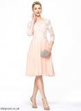 Lace A-Line Scoop Cocktail Dress With Knee-Length Neck Chiffon Yadira Lace Cocktail Dresses