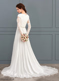 Wedding Dresses Beading Dress A-Line Wedding Sibyl Court Chiffon Lace Train With