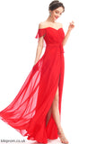 Neckline Length SplitFront Off-the-Shoulder Fabric Floor-Length Silhouette A-Line Embellishment Ruffle Maddison Bridesmaid Dresses