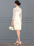 Destiney Lace Wedding Dresses Sheath/Column Dress Knee-Length Neck High Wedding
