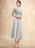 Lace Mother of the Bride Dresses Chiffon Amaya With Scoop Sequins of Dress Mother A-Line Bride Neck the Tea-Length