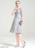 Chiffon Tulle Ruffle A-Line Neck Cocktail Knee-Length Scoop Lace Cocktail Dresses Dress Perla With Appliques