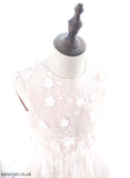 Neck Flower Tea-length - A-Line Scoop Sophia Flower Girl Dresses With Sleeveless Girl Beading/Flower(s) Tulle/Lace Dress