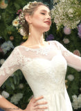 Lace Illusion Satin Wedding A-Line Dress Rhoda With Tea-Length Wedding Dresses