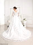 Dress Lace Wedding Dresses Ball-Gown/Princess With Beading Appliques V-neck Sadie Train Satin Wedding Chapel