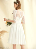 A-Line With Scoop Chiffon Sequins Knee-Length Lace Wedding Dresses Neck Laci Wedding Dress