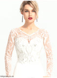 Kallie Stretch Train Crepe Wedding Beading Trumpet/Mermaid Sequins Lace With Wedding Dresses V-neck Sweep Dress