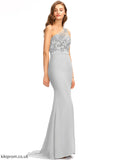 Neckline Trumpet/Mermaid One-Shoulder Lace Straps Length Silhouette Fabric SweepTrain Alexandra Floor Length Natural Waist Bridesmaid Dresses