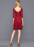 Dress Cocktail Knee-Length Scoop Satin Lace Ruffle Kailyn Sheath/Column Cocktail Dresses Neck With