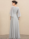 A-Line Mother Mother of the Bride Dresses Bride Floor-Length of V-neck the Chiffon Dress Mila Sequins With Lace Beading