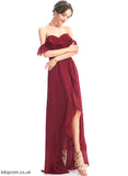 Neckline Silhouette Length Ruffle Fabric Embellishment SplitFront Asymmetrical Off-the-Shoulder A-Line Roberta Bridesmaid Dresses