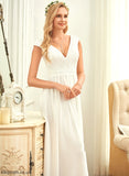 Chiffon Floor-Length A-Line Wedding Dress Wedding Dresses Lace Jazlynn V-neck