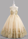 Beading Sleeveless Flower Floor-length With Girl Ball-Gown/Princess - Tulle Dress Marissa Flower Girl Dresses Neck Scoop