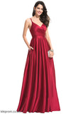 Neckline Pockets Embellishment A-Line Floor-Length Ruffle Fabric V-neck Silhouette Length Jode Bridesmaid Dresses