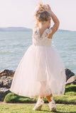 Cap Sleeves Lace Top Tulle Skirt Flower Girl Dresses, Beach Cute Little Girl Dresses STB15567