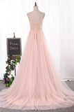New Arrival Straps Prom Dresses A Line Tulle With Beading And
