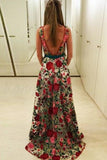 Beautiful Prom Dresses Scoop Aline Rose Floral Embroidery Lace Prom