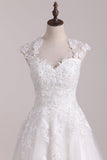 New Arrival Square A Line Wedding Dresses With Applique Tulle Tea Length