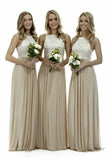 A Line Scoop Chiffon & Lace Bridesmaid Dresses Floor