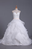 New Arrival Wedding Dresses Sweetheart A Line Organza With Beading & Sash