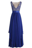 Long Chiffon Bridesmaid Dress V-back Evening Gown Prom Party Dress