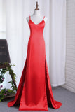 Sexy Sheath/Column Red Slit Evening Dresses