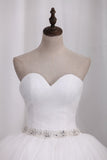 New Wedding Dresses Tulle Ball Gown Sweetheart Ruched Bodice Lace Up