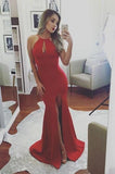 Hot Sexy Halter Mermaid Split-Front Red Prom/Evening Dress with