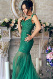 Off The Shoulder Mermaid Prom Dresses With Applique Tulle Sweep