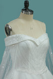 New Arrival Bling Wedding Dresses Off The Shoulder A Line Tulle Lace
