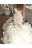 Mermaid Wedding Dresses Tulle With Applique And Ruffles Cathedral STBP8QYNDRM