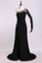 One Sleeve Column/Sheath Prom Dresses Black