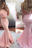 Mermaid Satin Two Pieces Prom Dresses With STBPTHSHZA6