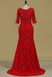 Mother Of The Bride Dresses Mermaid/Trumpet V Neck With Beads And Applique Lace