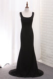 New Arrival Square Neck Evening Dresses Satin Mermaid Sweep