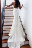 Princess Spaghetti Straps Backless V Neck Mermaid Wedding Dresses Bridal Dresses STB15306