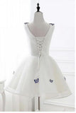 Cute V-Neck Ivory Chic Butterfly Organza Short Prom Dresses Homecoming Dresses