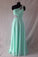Cheap Prom Dresses Green One Shoulder Floor Length Sweep/Brush
