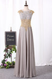 Evening Dresses A Line Scoop Chiffon With Applique And