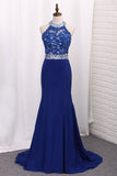 Prom Dresses Mermaid Scoop Chiffon With Applique And