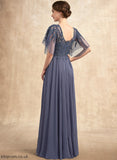 Chiffon Estrella Bride Sequins Dress With Floor-Length Lace Beading V-neck of A-Line the Mother Mother of the Bride Dresses