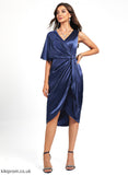V-neck Pleated Cocktail Cocktail Dresses Dress Charmeuse Split Kelly Asymmetrical Front With Sheath/Column