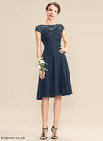 Homecoming Dresses Homecoming Bow(s) Dress With Lace Knee-Length Neck Chiffon Scoop A-Line Shannon