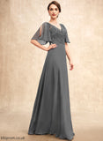 A-Line Sequins With Beading V-neck Lace Floor-Length Blanche of Chiffon Bride Mother Mother of the Bride Dresses the Dress