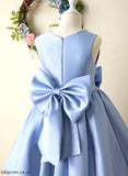 Bow(s) Girl Flower Flower Girl Dresses Dress Neck With Scoop Sleeveless Satin Ball-Gown/Princess Margaret Knee-length -