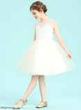 Elyse Dress Sleeveless Flower Girl Dresses Knee-length Tulle/Lace A-Line With Girl Back - Flower Neck Scoop Hole