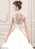 Ruffle Lace Wedding Court V-neck Train Satin Dress Amirah With Ball-Gown/Princess Wedding Dresses