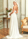 A-Line Dress Wedding Sweep Chiffon Halter Lace Sidney Train Wedding Dresses