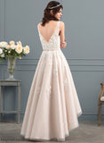 Lace Asymmetrical Tulle Matilda V-neck A-Line Bow(s) Wedding Dresses Dress Wedding With