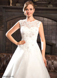 Beading Ball-Gown/Princess Sequins Dress Wedding Dresses Tulle Scoop Neck Lace Tea-Length Wedding With Reagan